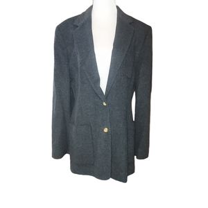 Lauren Ralph Lauren 14 Suit Jacket Blazer Charcoal Gray 93% Wool 7% Cashmere